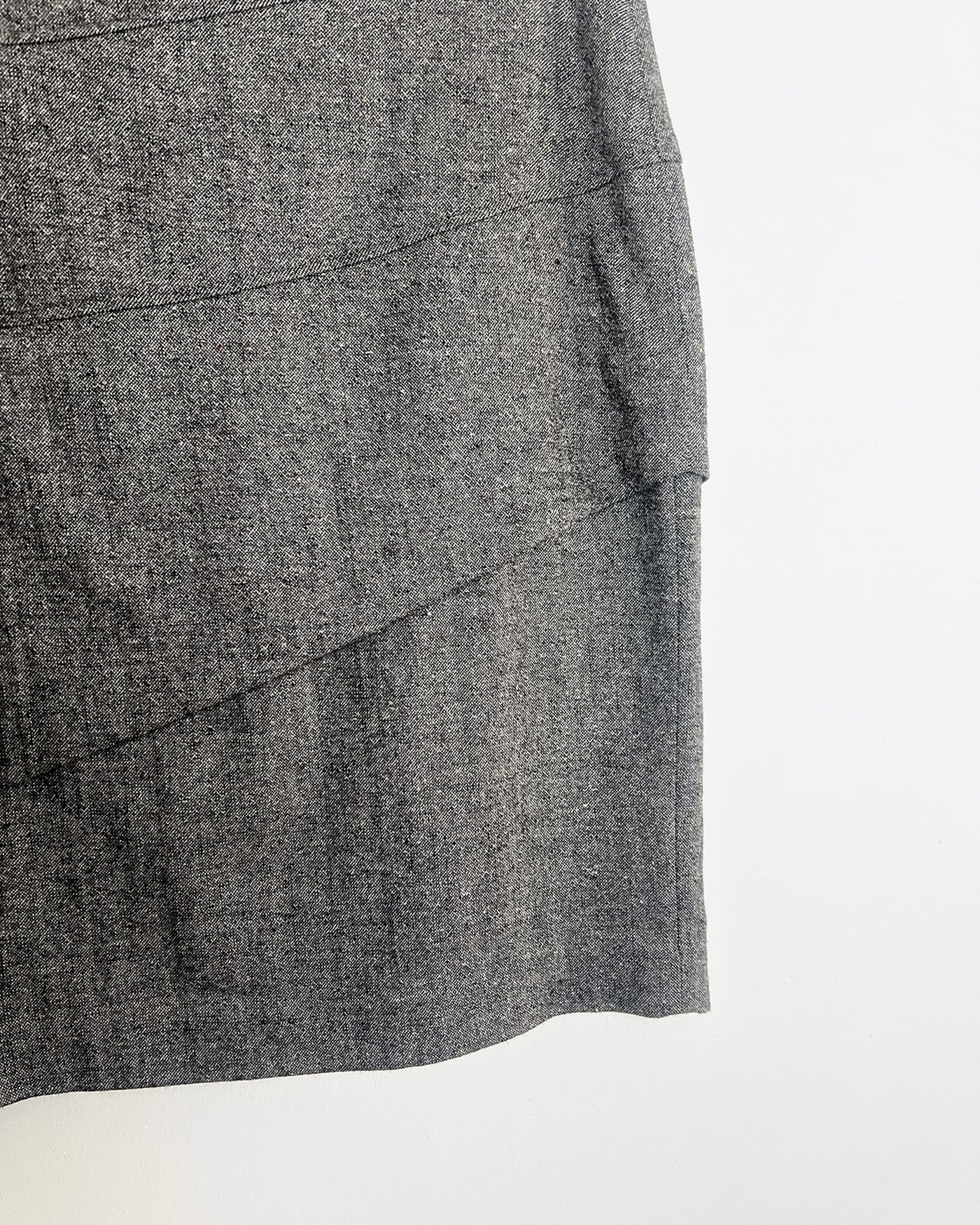 00's Wool Pencil Skirt with Pleat Detail in Grey - S
