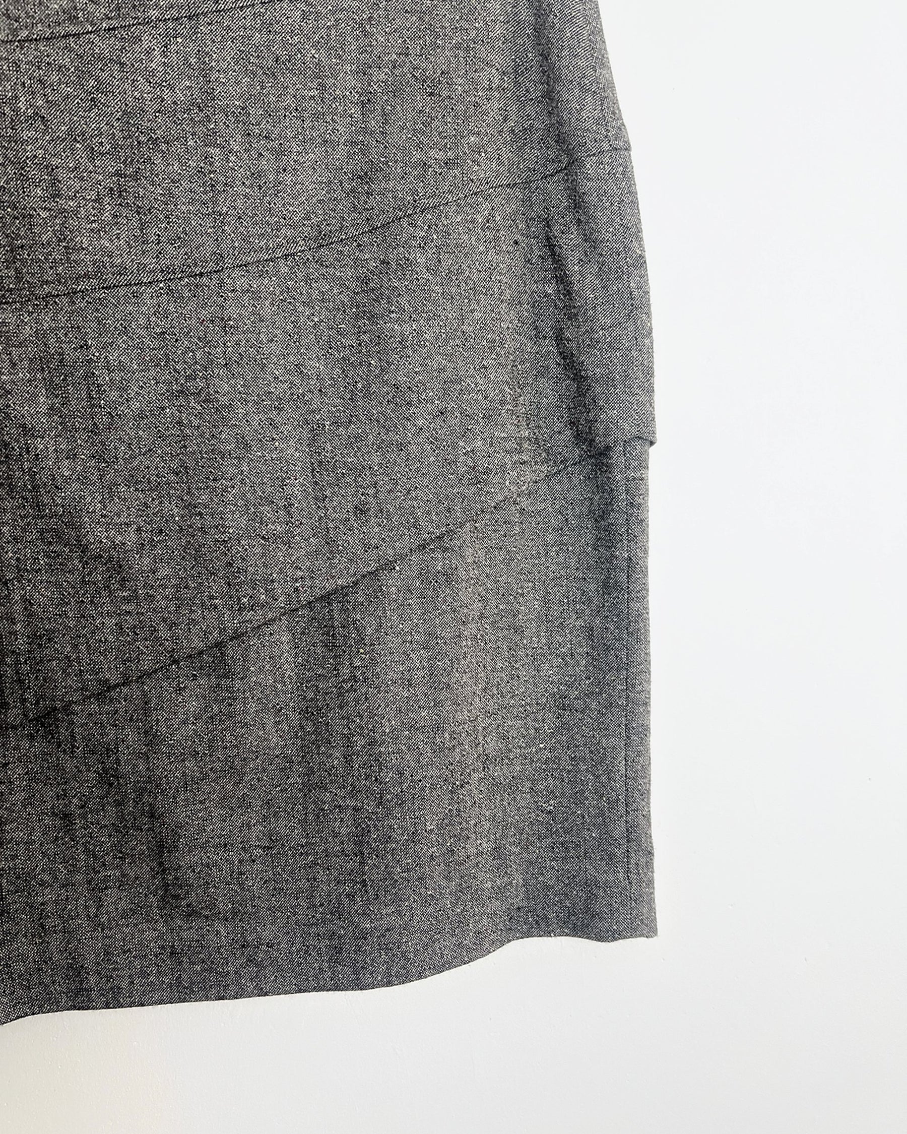 00's Wool Pencil Skirt with Pleat Detail in Grey - S