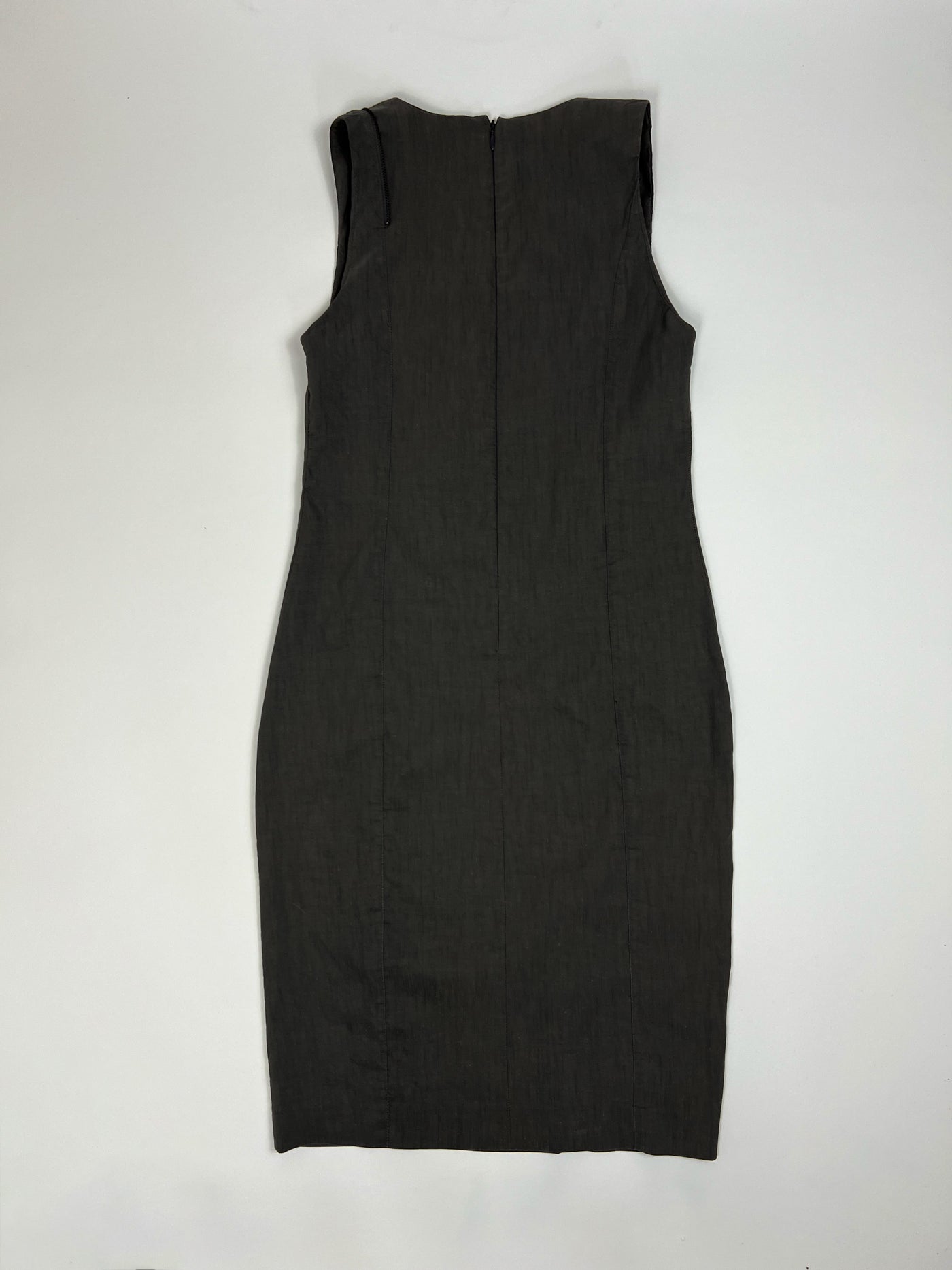 Vintage Sarah Pacini Sleeveless Linen Dress with Utility Zip in Grey - S