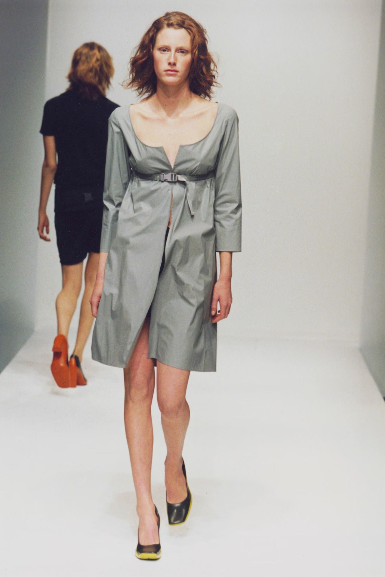 SS 1999 Miu Miu Babydoll Mini Dress with Ruffled Hem - XS