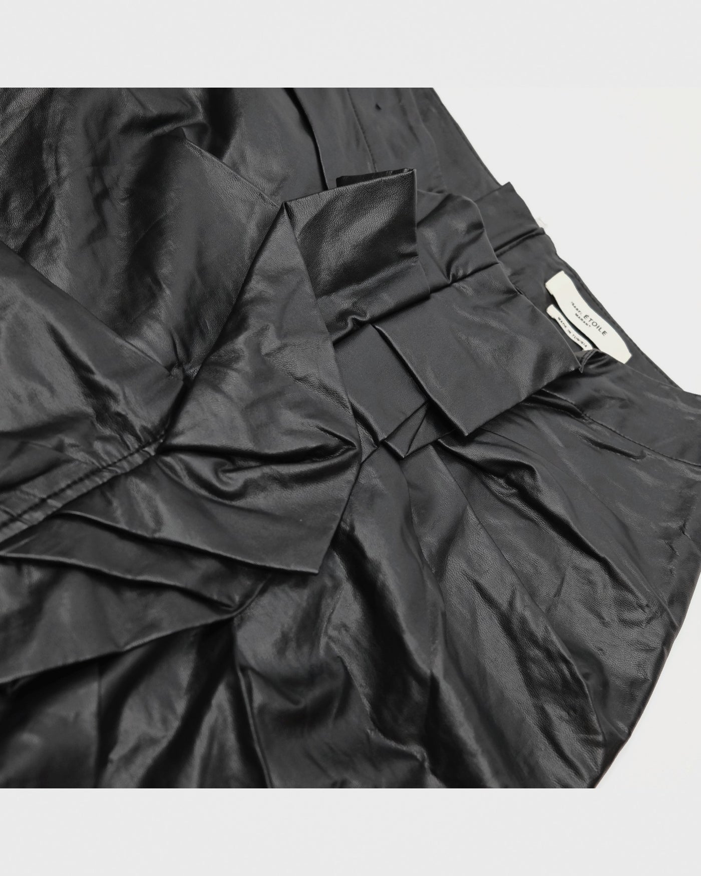 00's Isabel Marant Faux Leather Pencil Skirt with Ruffle Detail in Black - XS