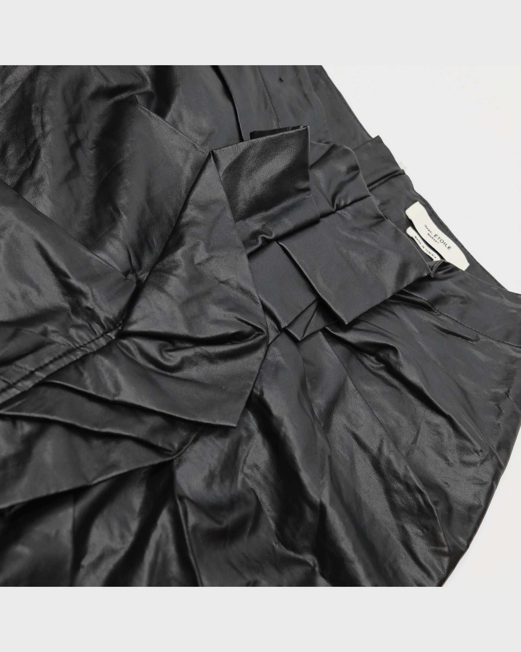 00's Isabel Marant Faux Leather Pencil Skirt with Ruffle Detail in Black - XS