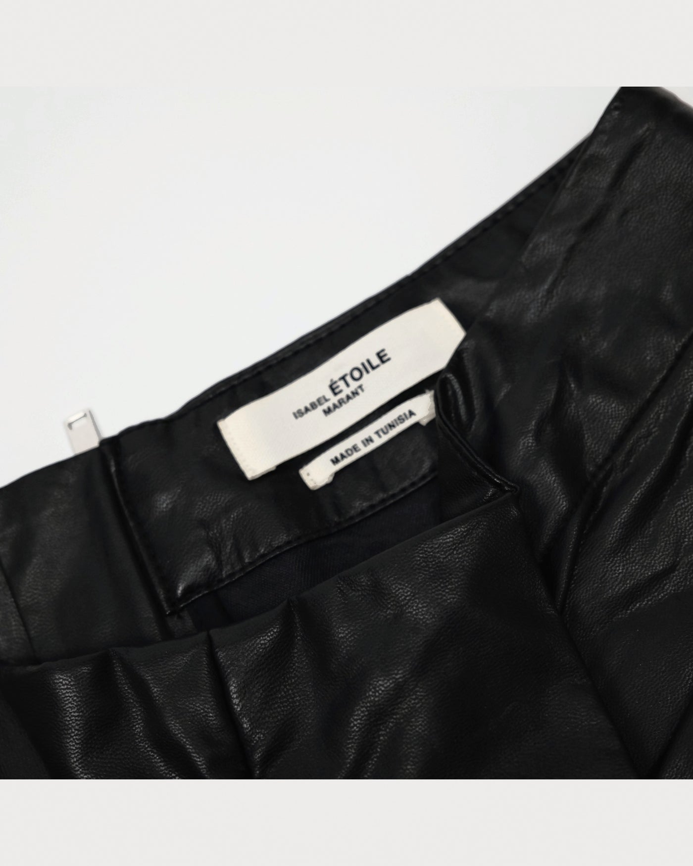 00's Isabel Marant Faux Leather Pencil Skirt with Ruffle Detail in Black - XS