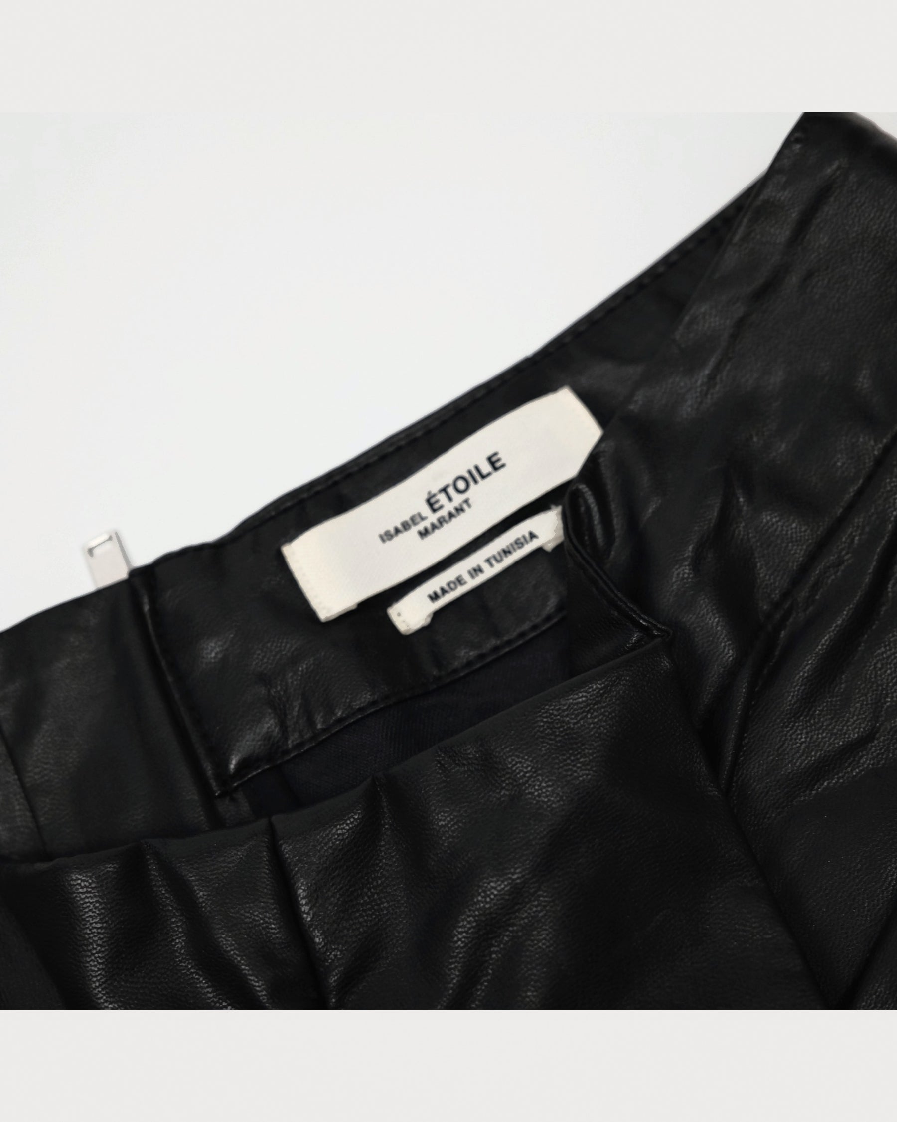 00's Isabel Marant Faux Leather Pencil Skirt with Ruffle Detail in Black - XS