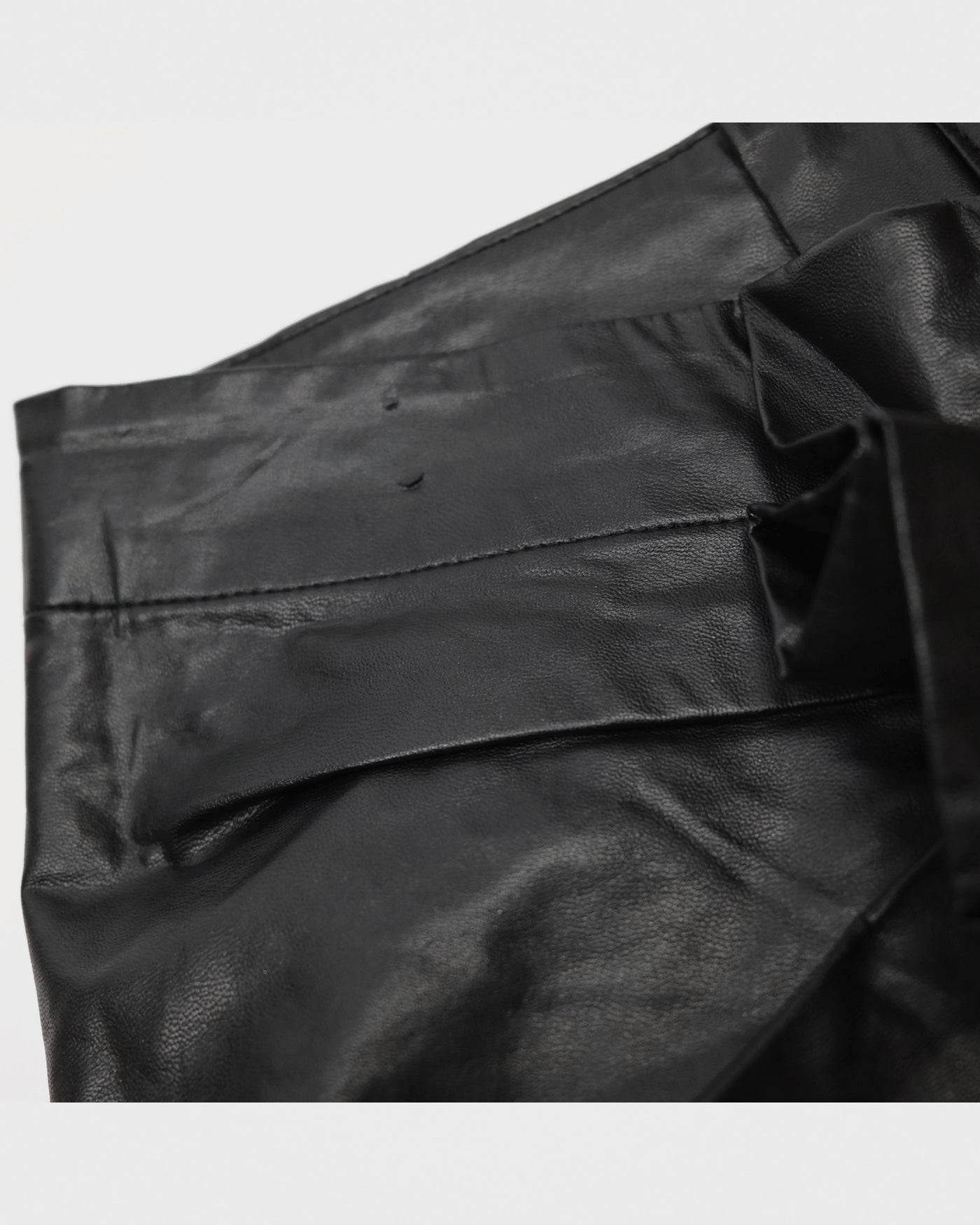 00's Isabel Marant Faux Leather Pencil Skirt with Ruffle Detail in Black - XS