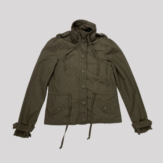00's Khaki Canvas Jacket with Drawstring Waist - S
