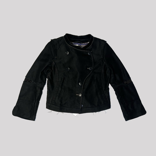 00's Marithé + François Girbaud Crop Jacket in Black Brushed Cotton - XS
