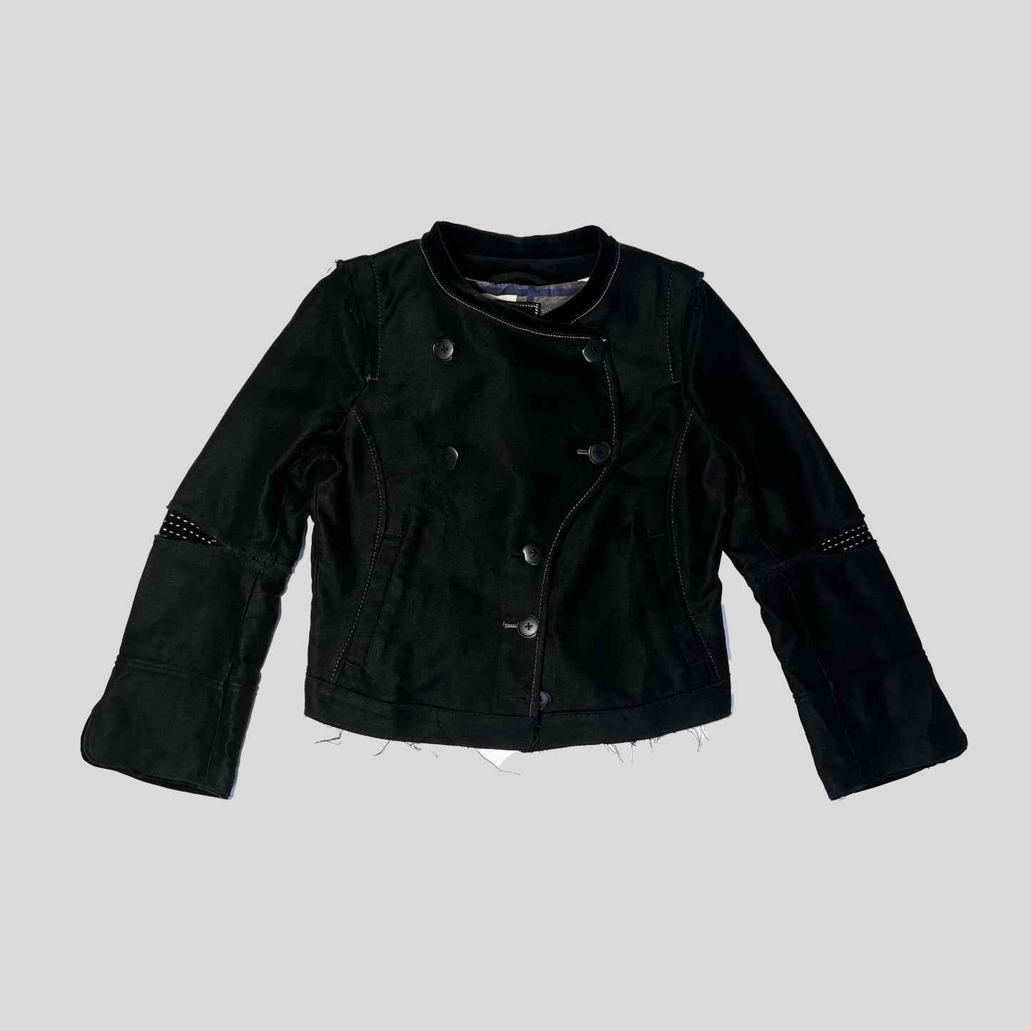 00's Marithé + François Girbaud Crop Jacket in Black Brushed Cotton - XS