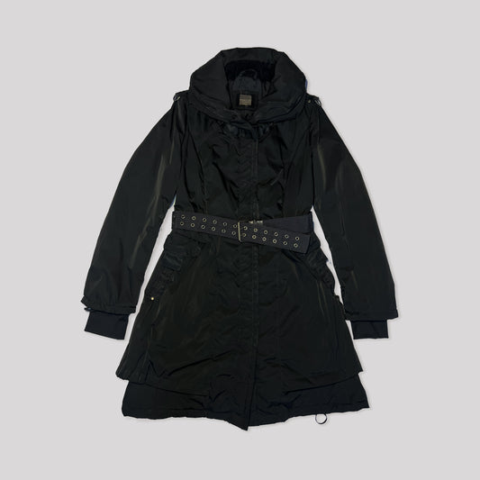 Vintage Marithé + François Girbaud Coat with Bubble Skirt & Belt in Black - M