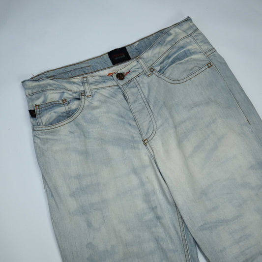 2006 Roberto Cavalli Low Rise Straight Leg Jeans in Acid Wash Denim - W28"