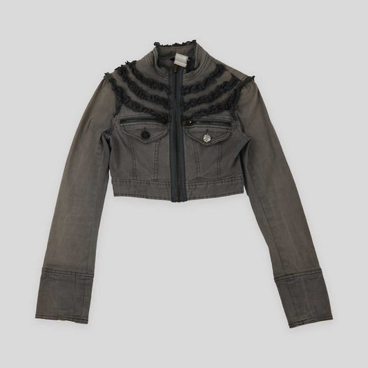 morgan cropped jacket with ruffles 