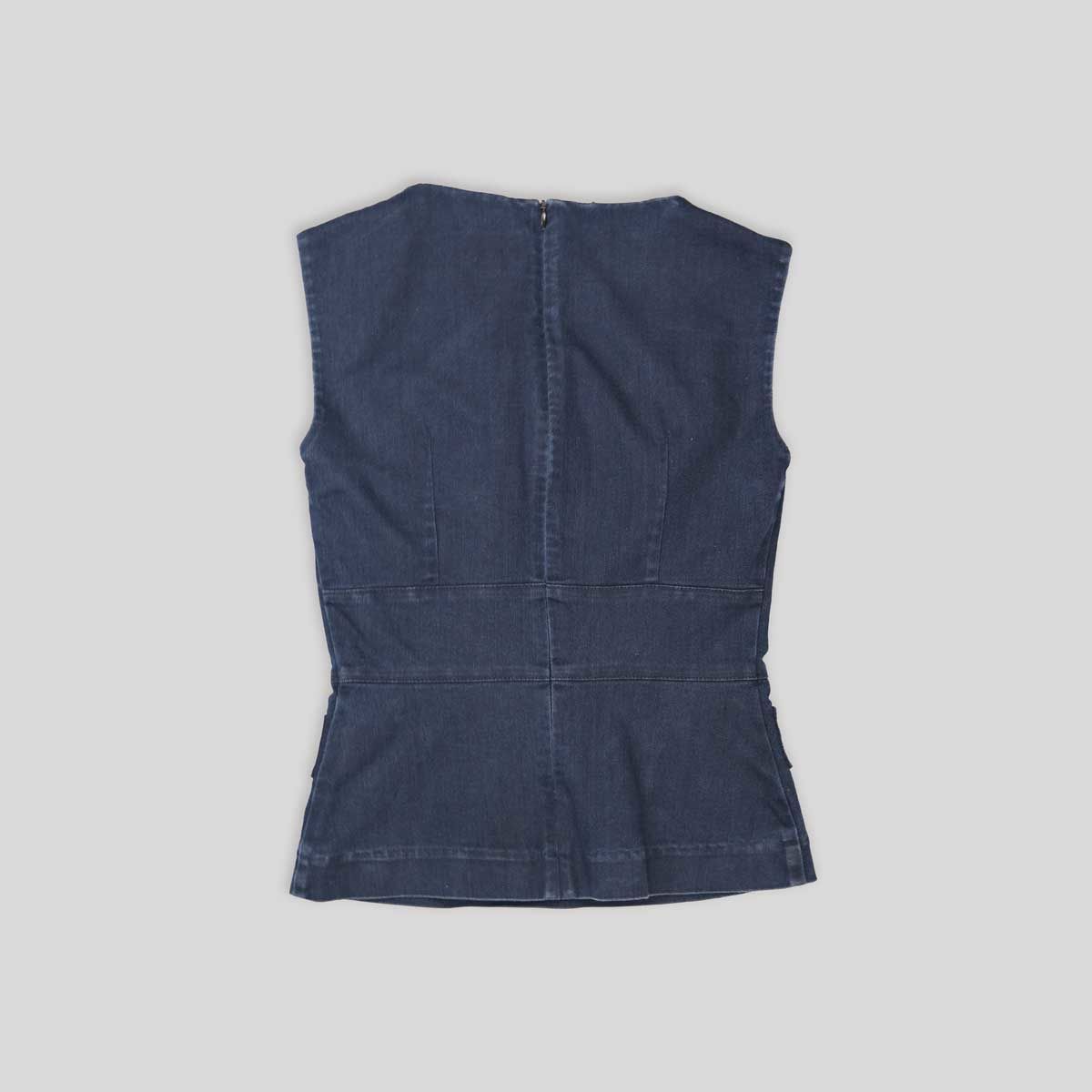 00's Miss Sixty Denim Peplum Bodice Top with Pocket Detail - XS 