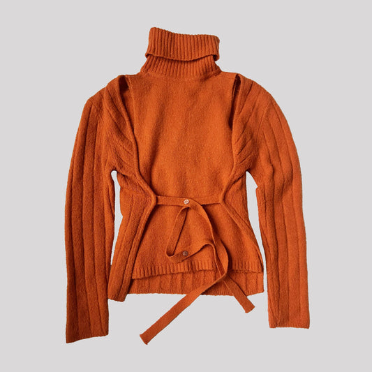 00's Mohair Two Piece Cardigan & Top in Orange - S