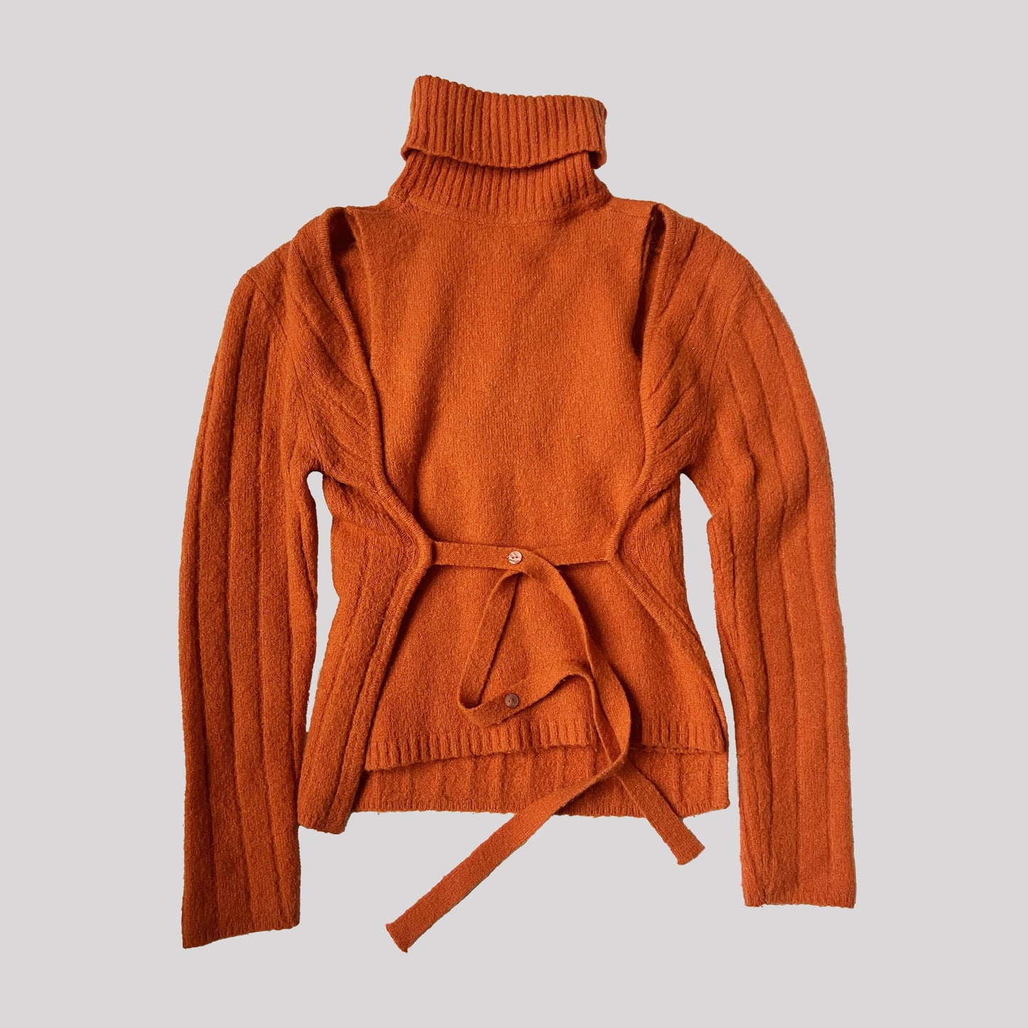 00's Mohair Two Piece Cardigan & Top in Orange - S