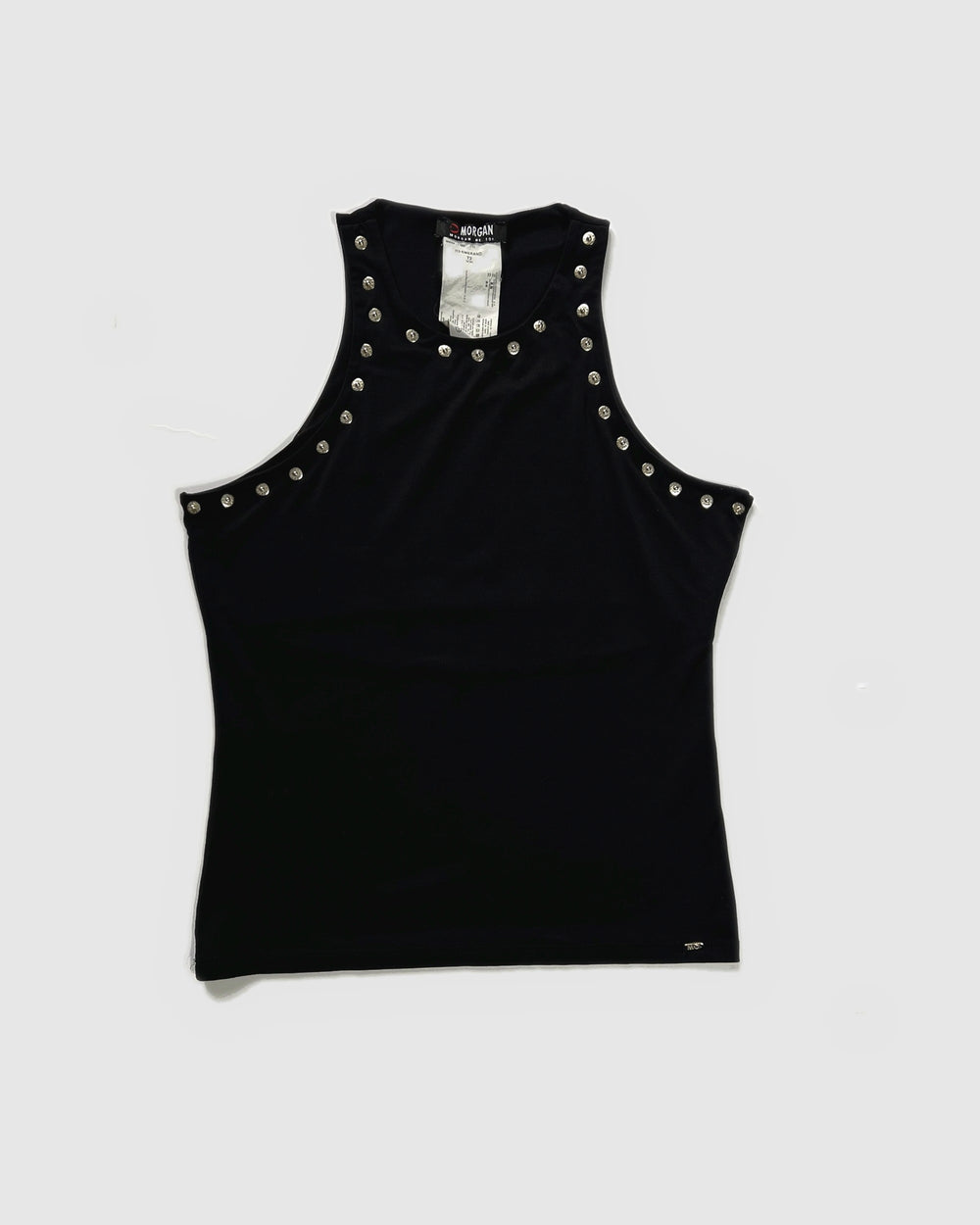 00's Morgan De Toi Tank Top with Studded Neckline in Black - M