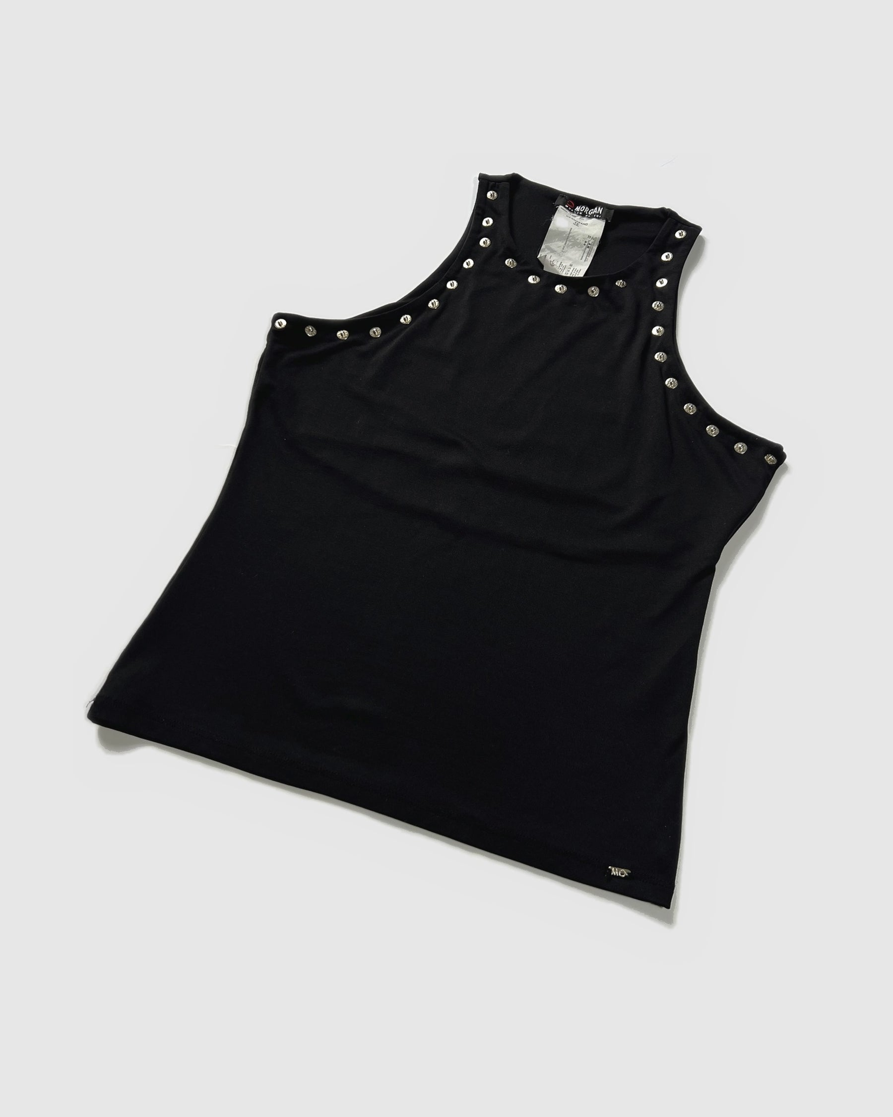 00's Morgan De Toi Tank Top with Studded Neckline in Black - M