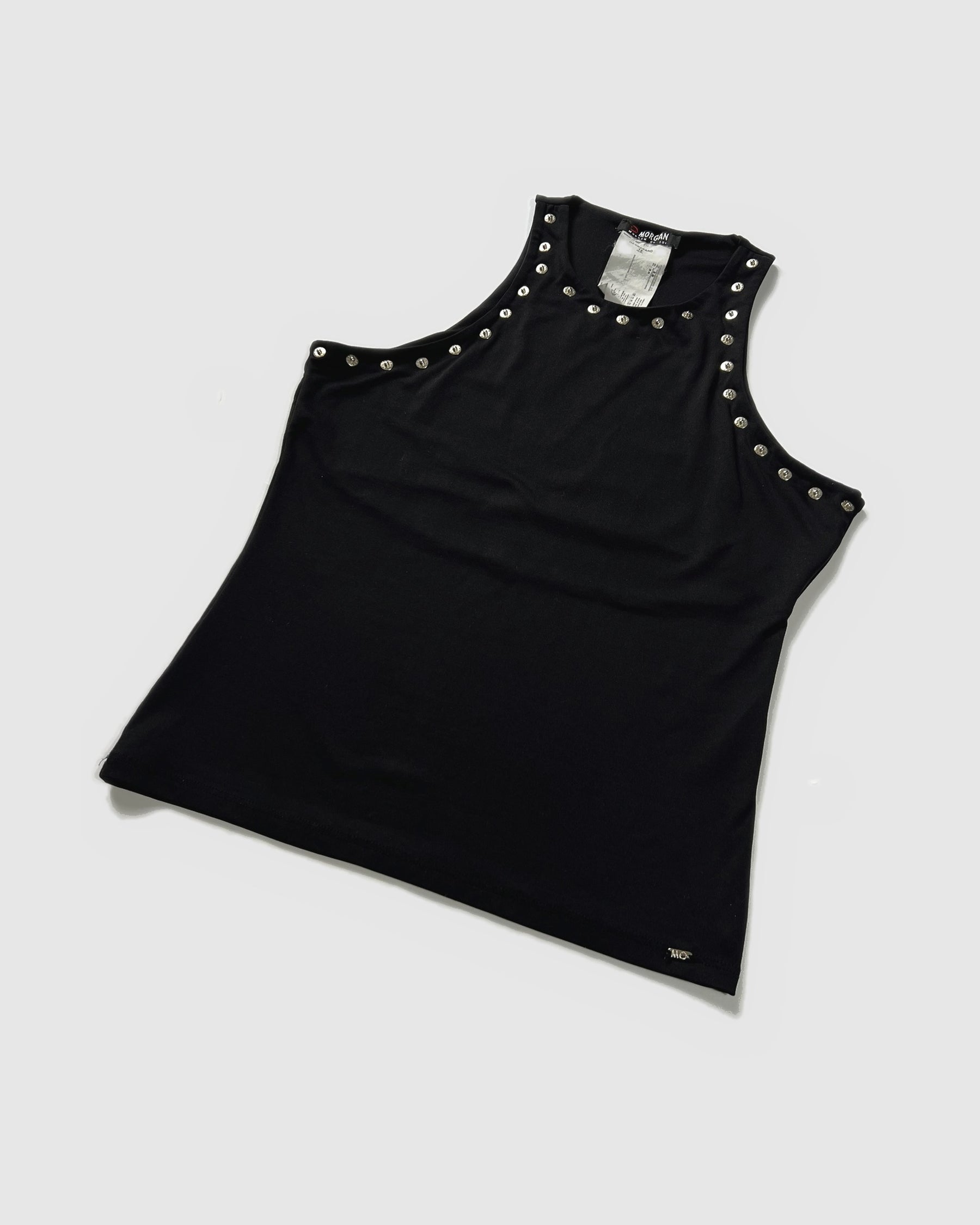 00's Morgan De Toi Tank Top with Studded Neckline in Black - M