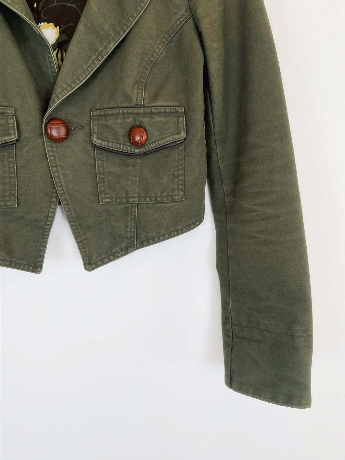 00's Diesel Cropped Military Jacket in Khaki - S
