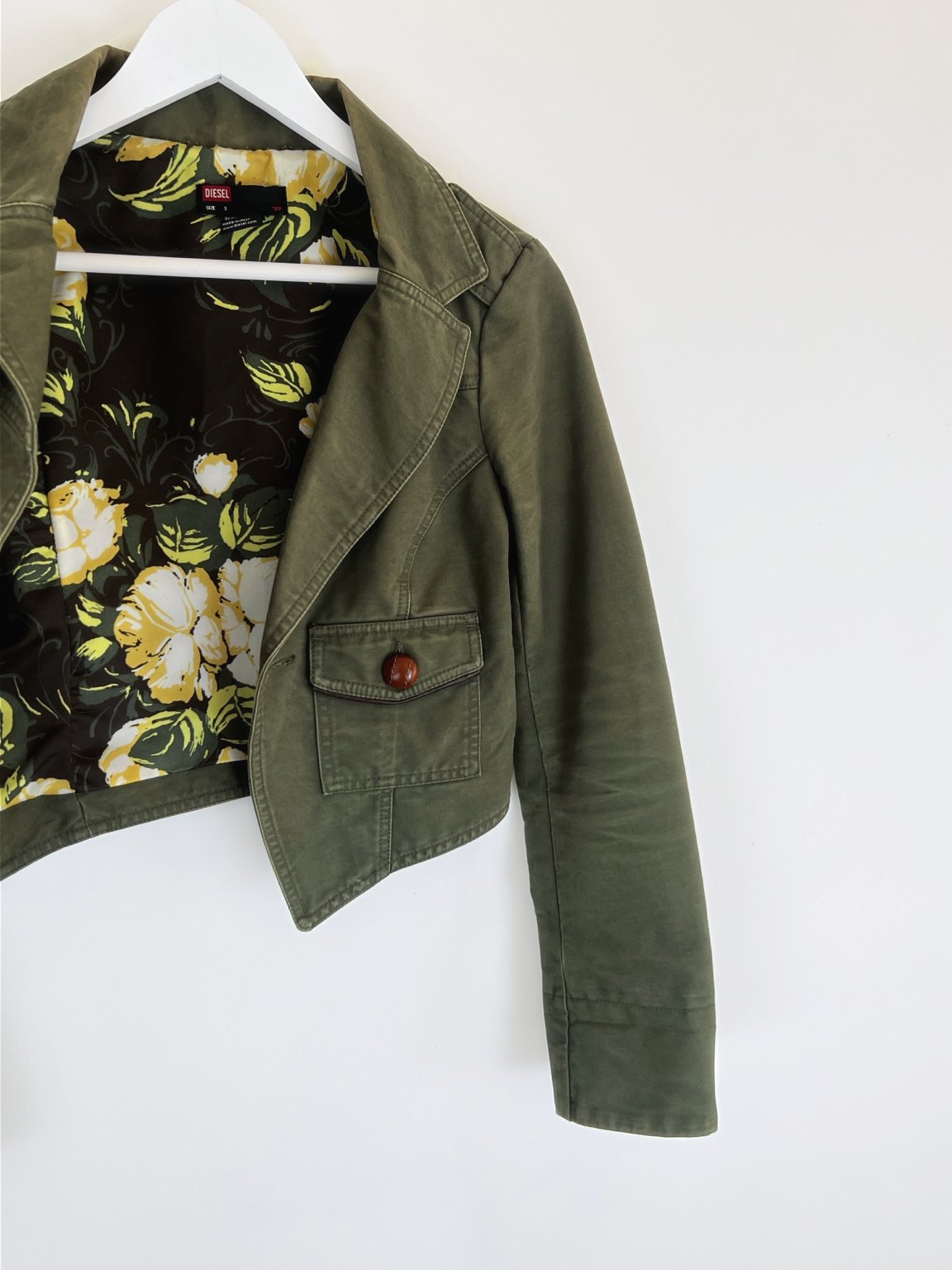 00's Diesel Cropped Military Jacket in Khaki - S