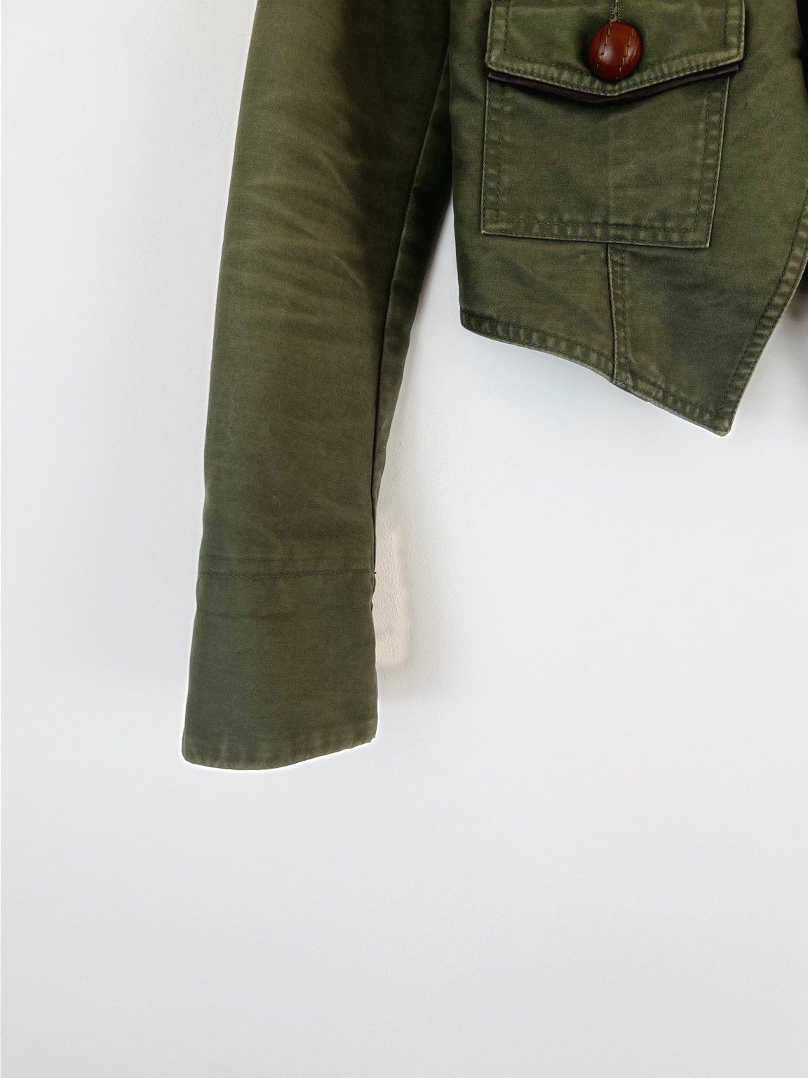 00's Diesel Cropped Military Jacket in Khaki - S