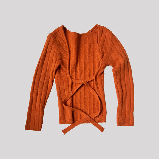 00's Mohair Two Piece Cardigan & Top in Orange - S
