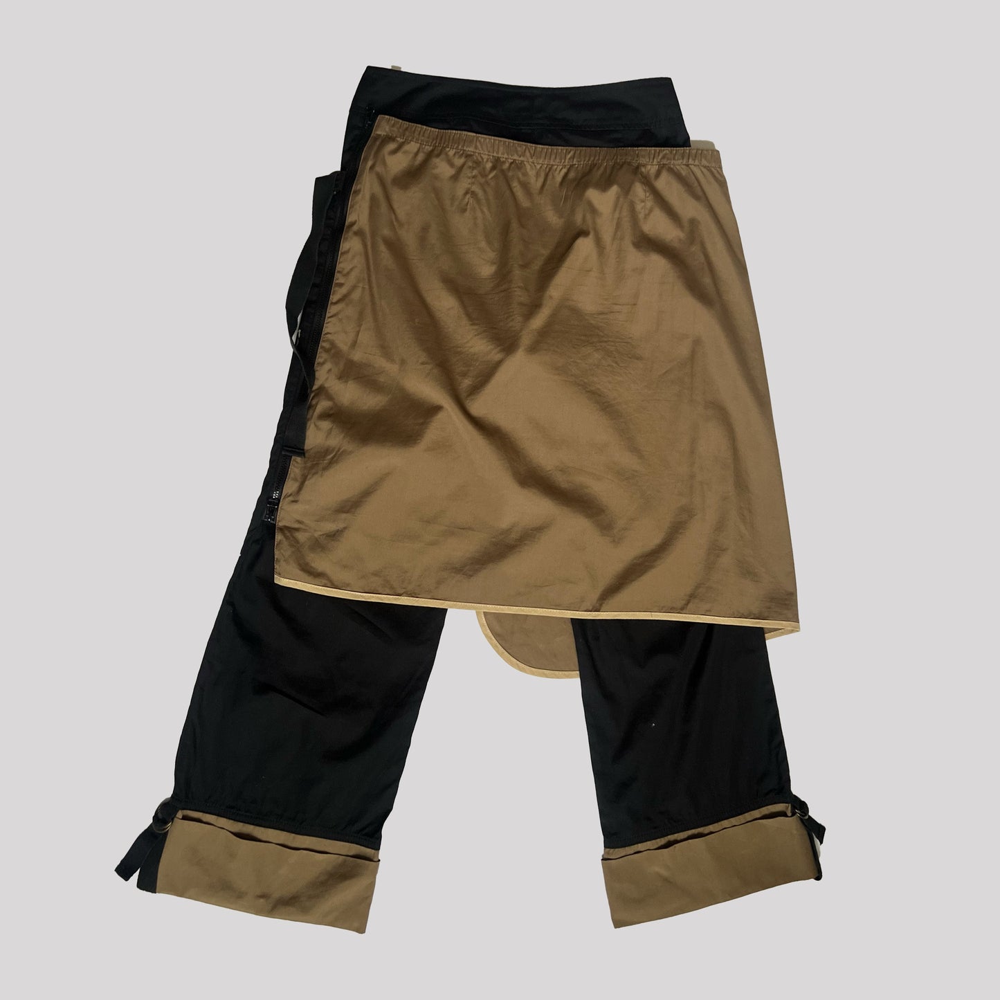00's Cop Copine Printed Trousers with Wrap Skirt in Black & Camel - S