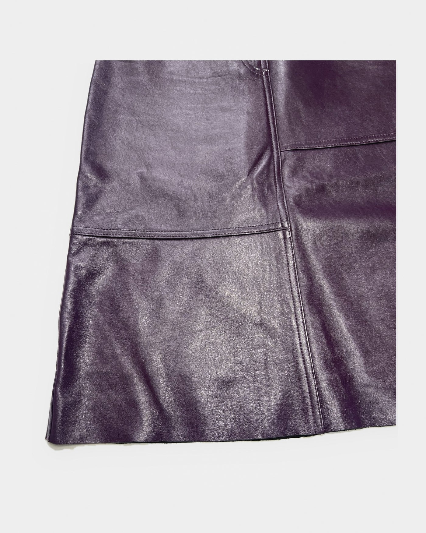 00's Plein Sud Leather Midi Skirt in Plum - XS