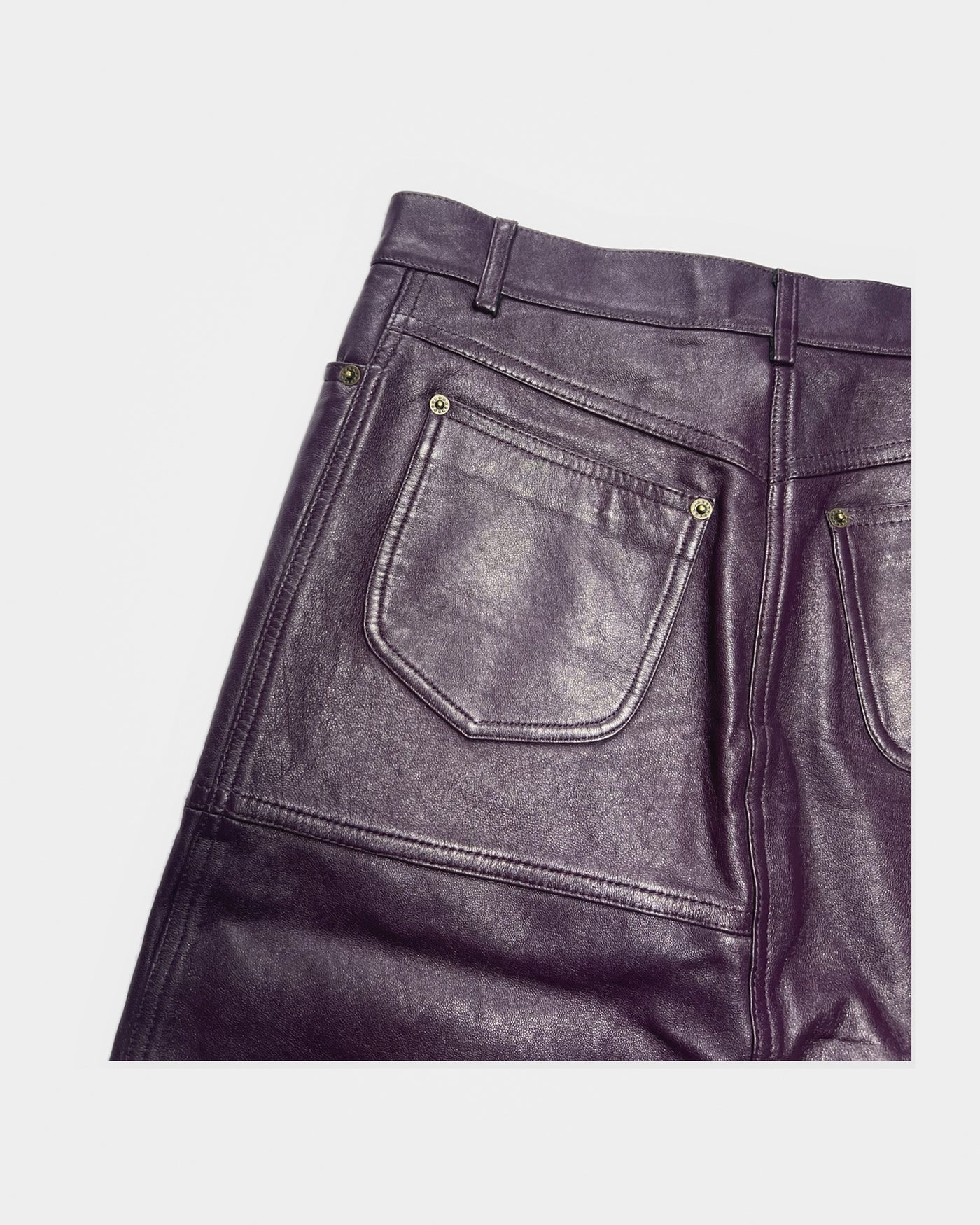 00's Plein Sud Leather Midi Skirt in Plum - XS