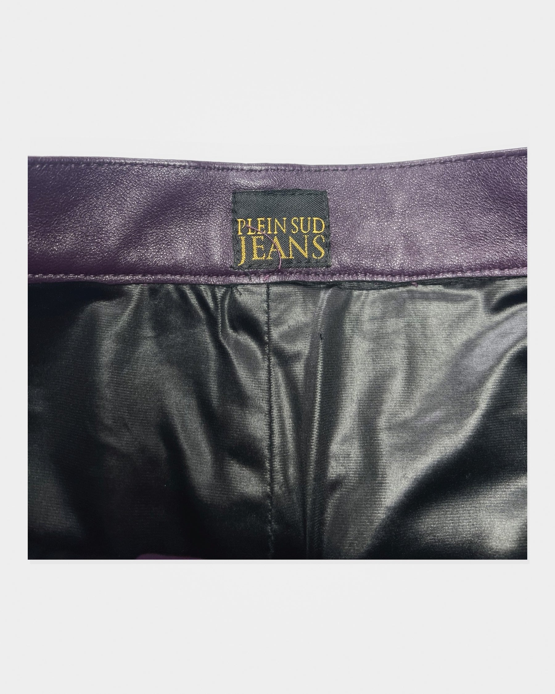 00's Plein Sud Leather Midi Skirt in Plum - XS