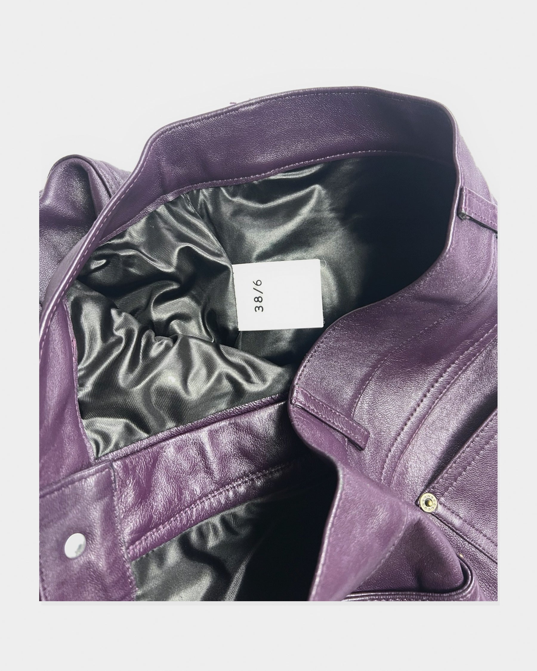 00's Plein Sud Leather Midi Skirt in Plum - XS