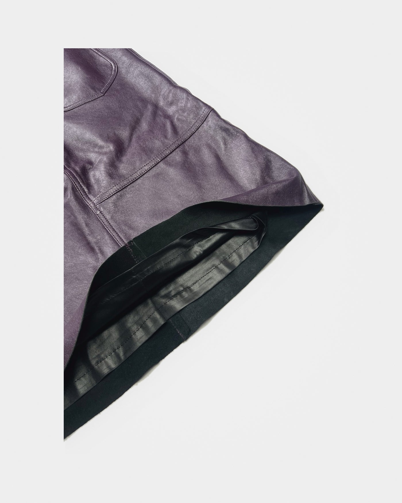 00's Plein Sud Leather Midi Skirt in Plum - XS