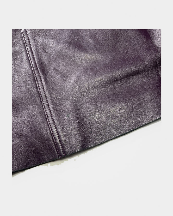 00's Plein Sud Leather Midi Skirt in Plum - XS
