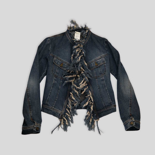 00's Plein Sud Denim Jacket with Fringe Detail - XS