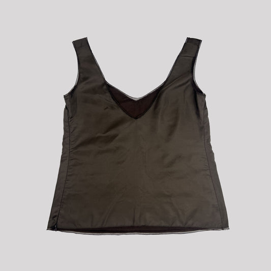 00's Prada Layered Silk Vest Top in Brown - S