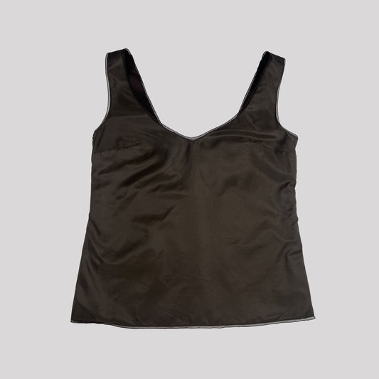 00's Prada Layered Silk Vest Top in Brown - S