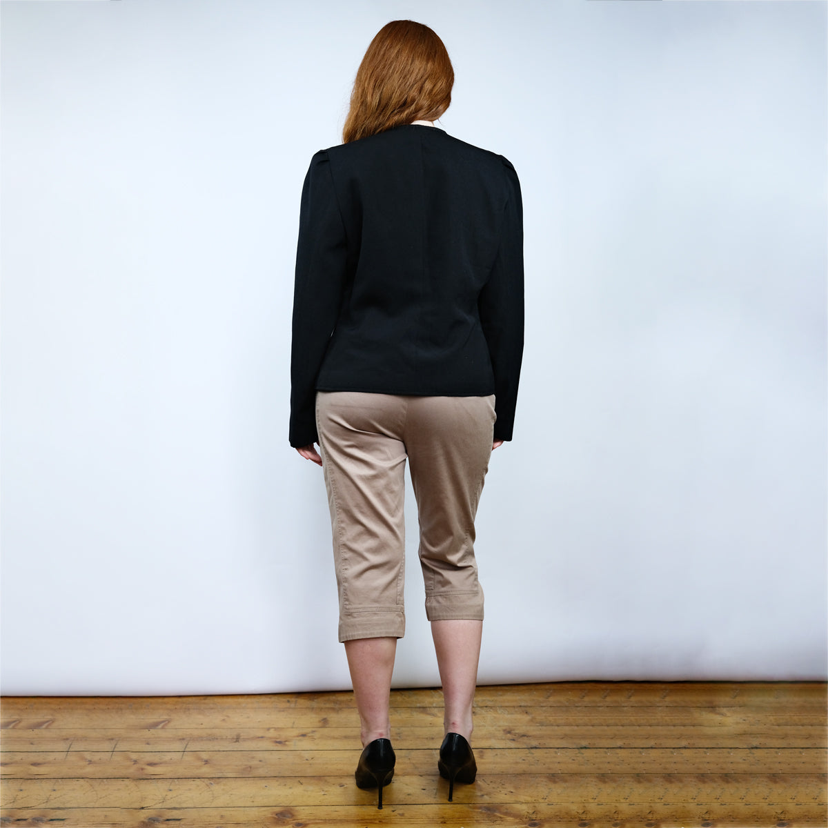 90's Slimline Blazer Jacket with Shoulder Pads in Black - M/L