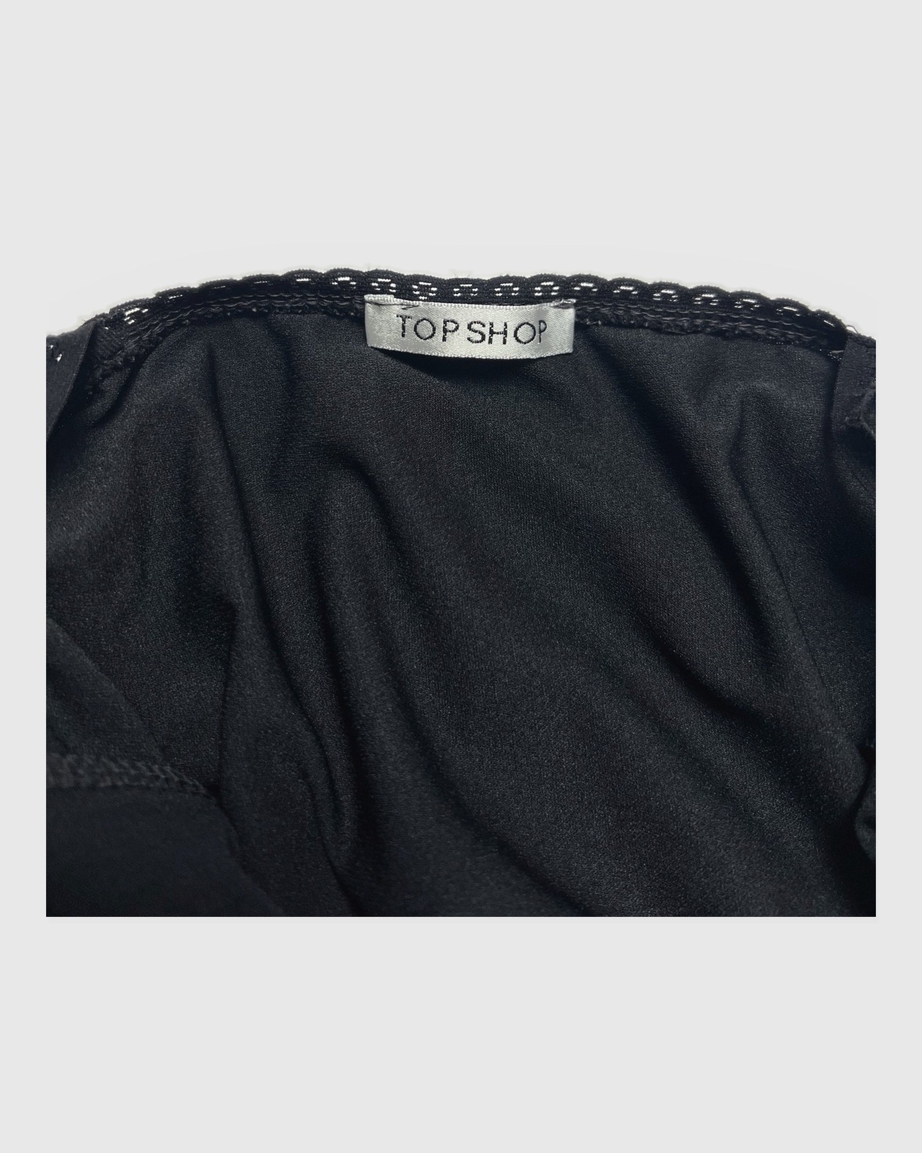 90's Topshop Cami Slip Dress with Mesh Layer in Black - XS