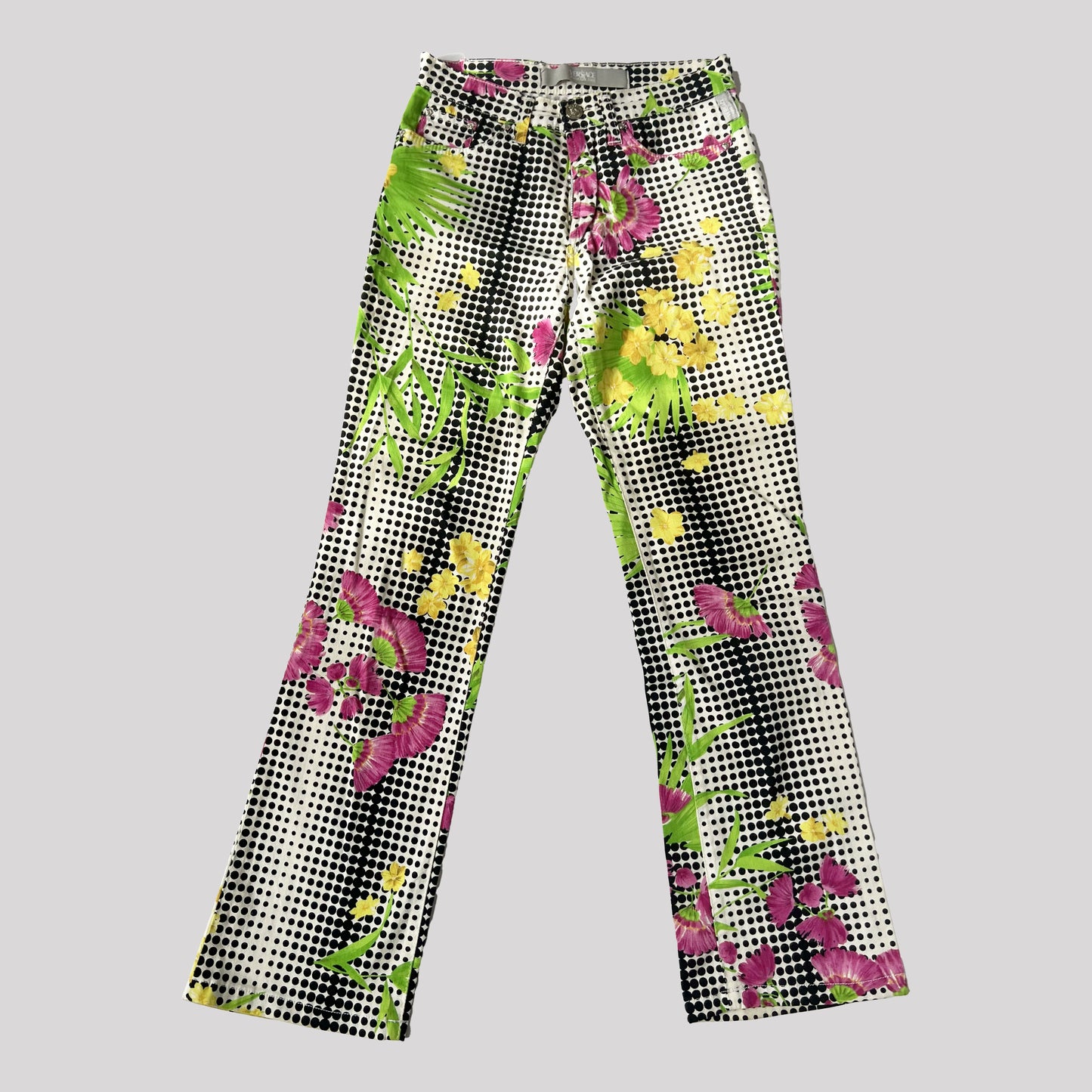 90's Versace Jeans Couture Floral Dot Pattern Jeans - XS