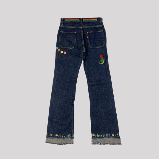 90's Hysteric Glamour Embroidered Jeans with Flowers and Ladybug - w29"