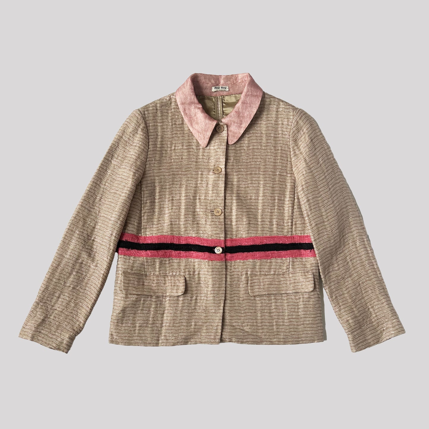 FW 2007 Miu Miu Runway Silk Jacket in Pink  - M 