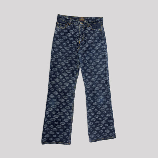 90's Ozone Community x World Denim Logo Printed Straight Leg Jeans - W28"