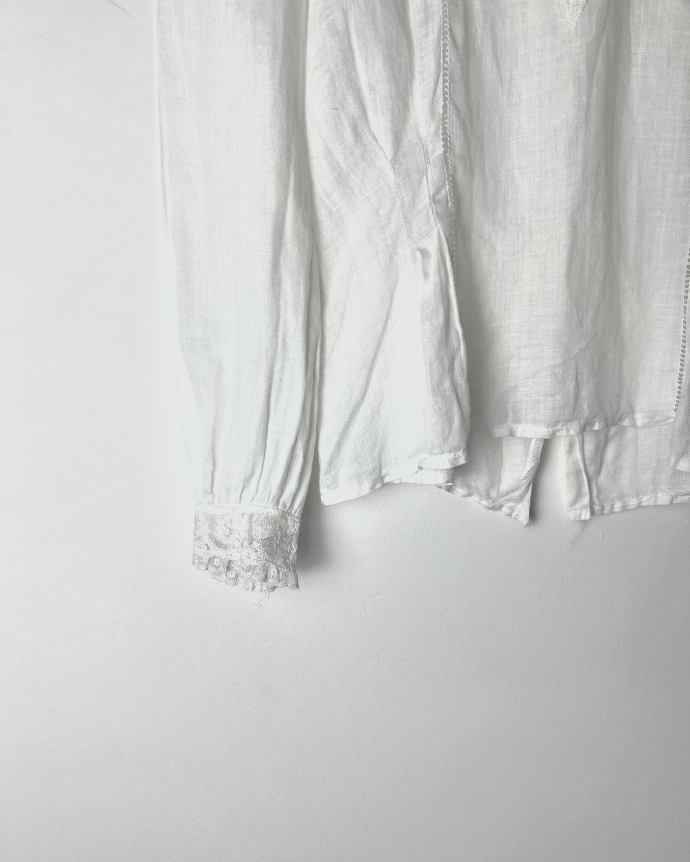 80's High Neck Blouse with Neckline & Pin Tuck Details - S