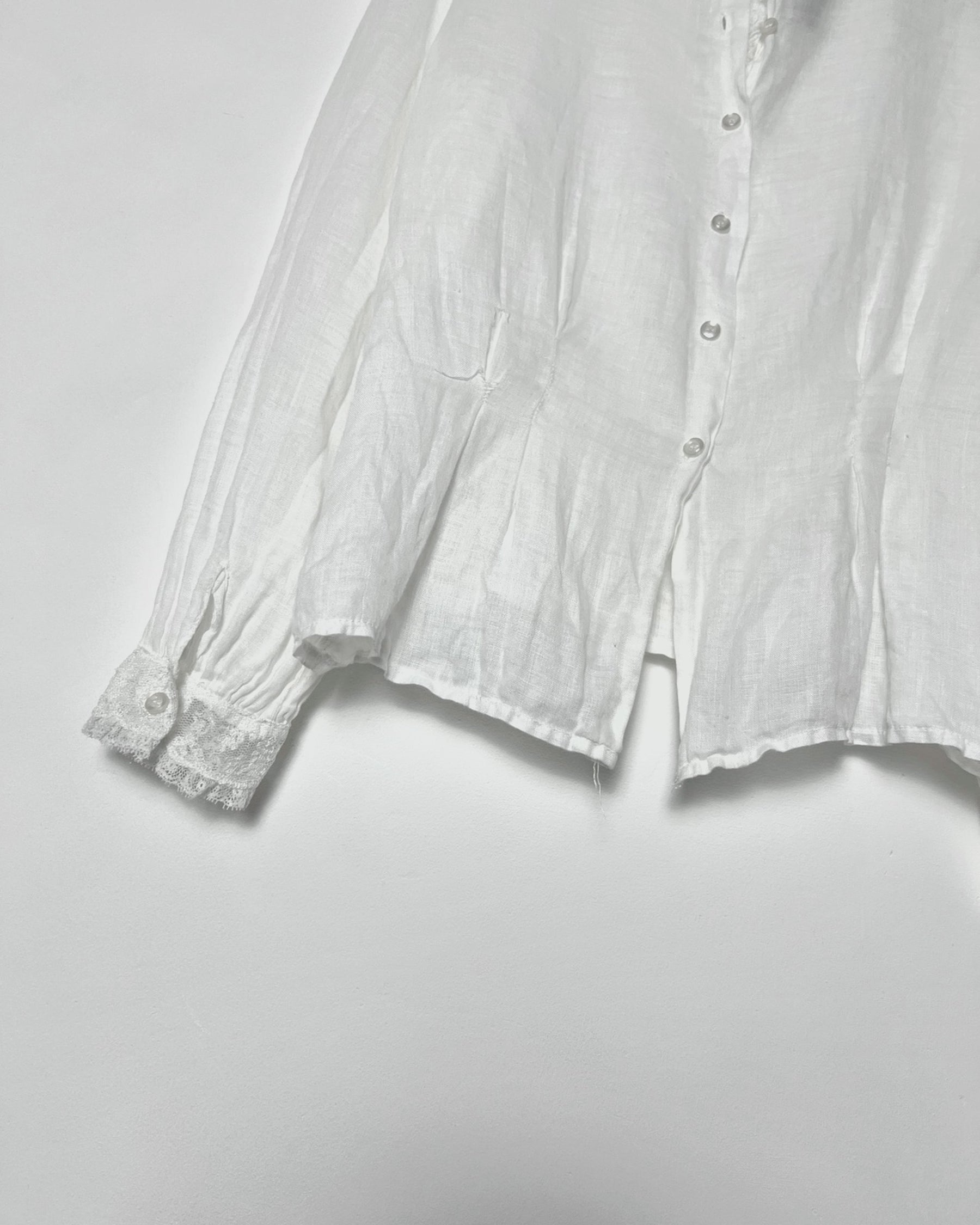 80's High Neck Blouse with Neckline & Pin Tuck Details - S