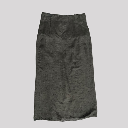 Vintage Yohji Yamamato Silk Maxi Skirt in Grey - Size 4